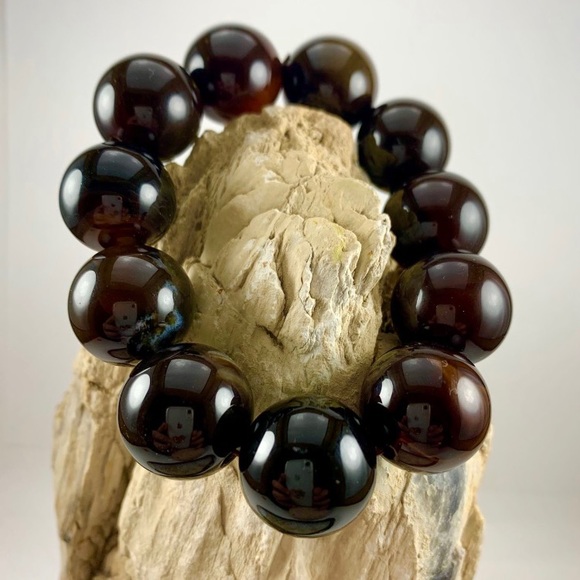 NWOT Brown Agate Bead Bracelet - Picture 3 of 6